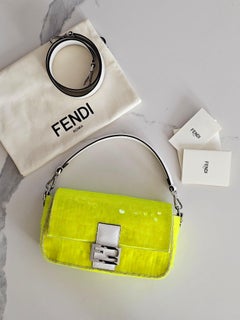 Fendi By Marc Jacobs neon SEQUIN BAGUETTE BAG - RUNWAY PIECE neon yellow/lime