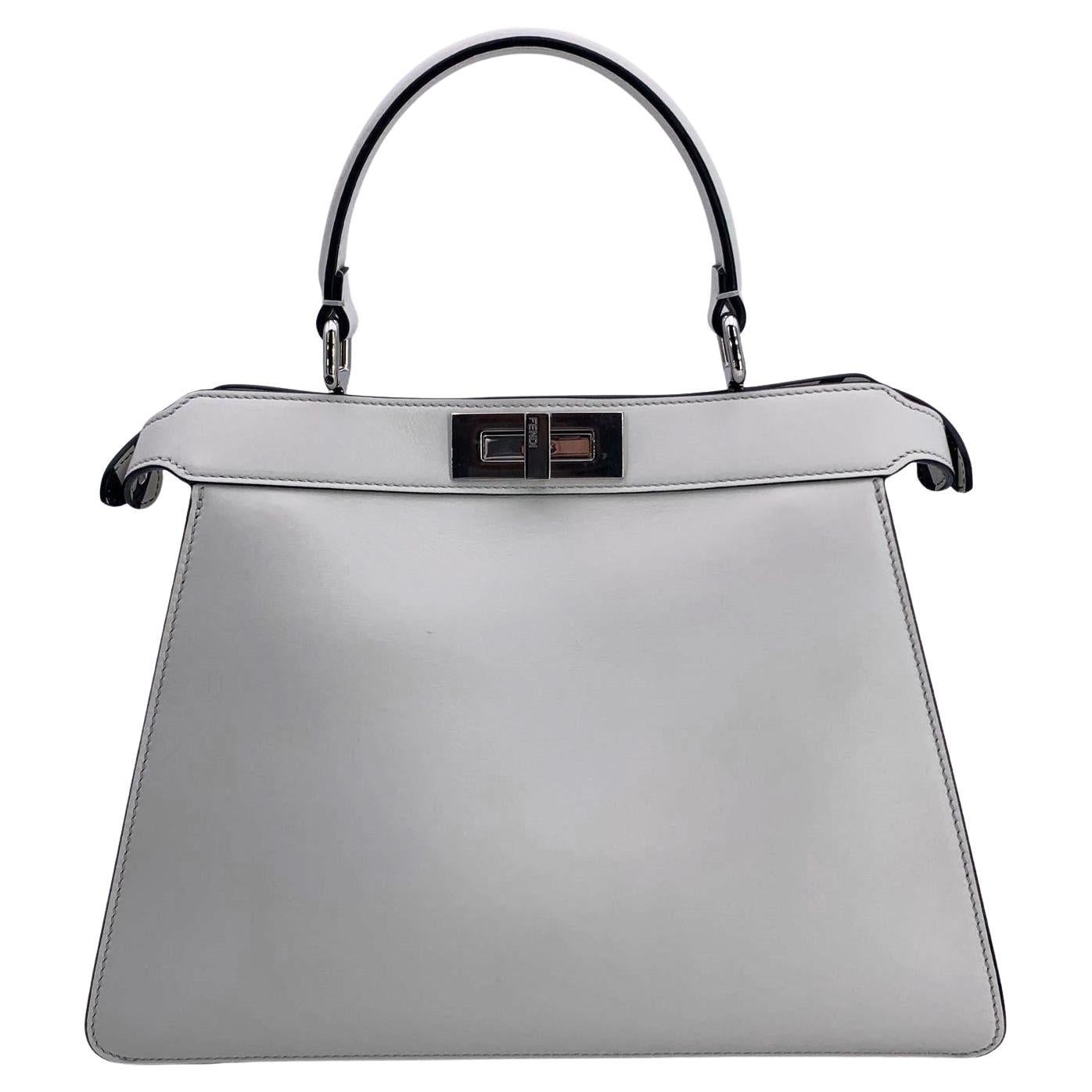 Fendi by Marc Jacobs White Peekaboo ISeeU Medium Top Handle Bag For Sale