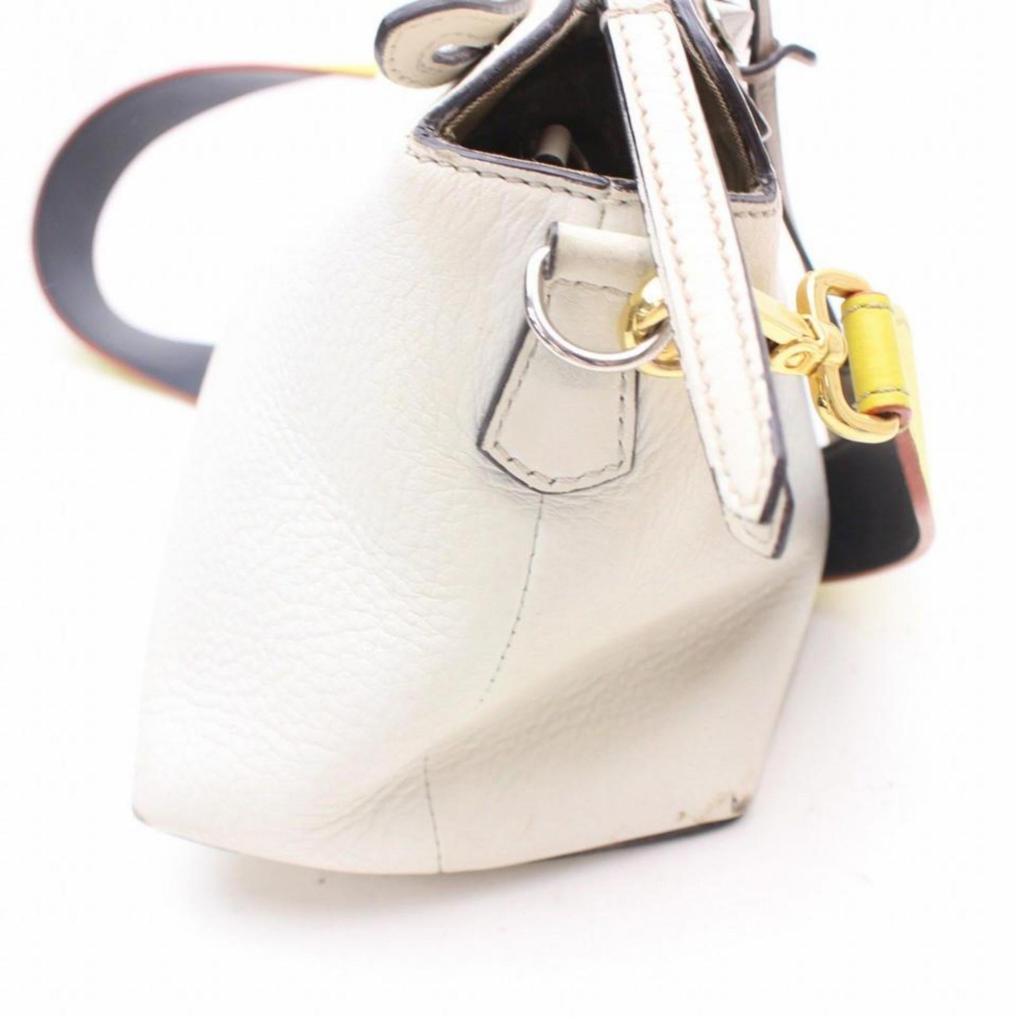 Fendi By The Way 2way Boston 869382 White Leather Shoulder Bag For Sale 4