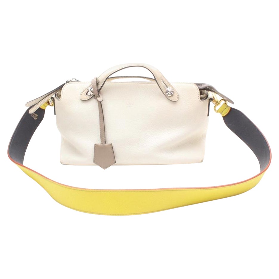 Fendi By The Way 2way Boston 869382 Weiße Leder-Umhängetasche