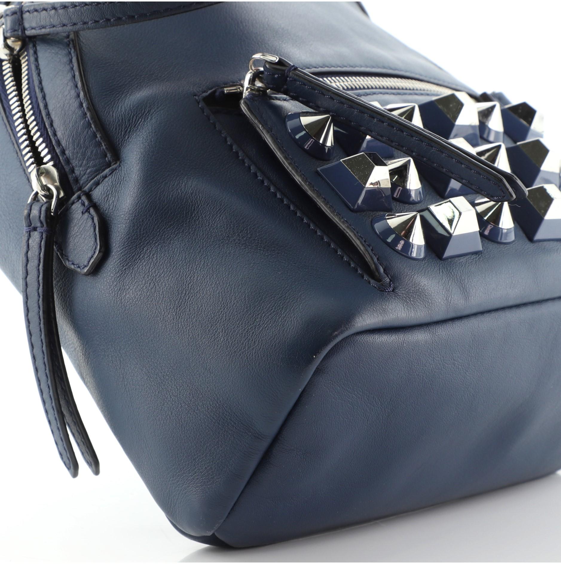 Fendi By The Way Backpack Crossbody Studded Leather Mini Blue 1