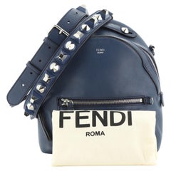 Fendi By The Way Backpack Crossbody Studded Leather Mini Blue