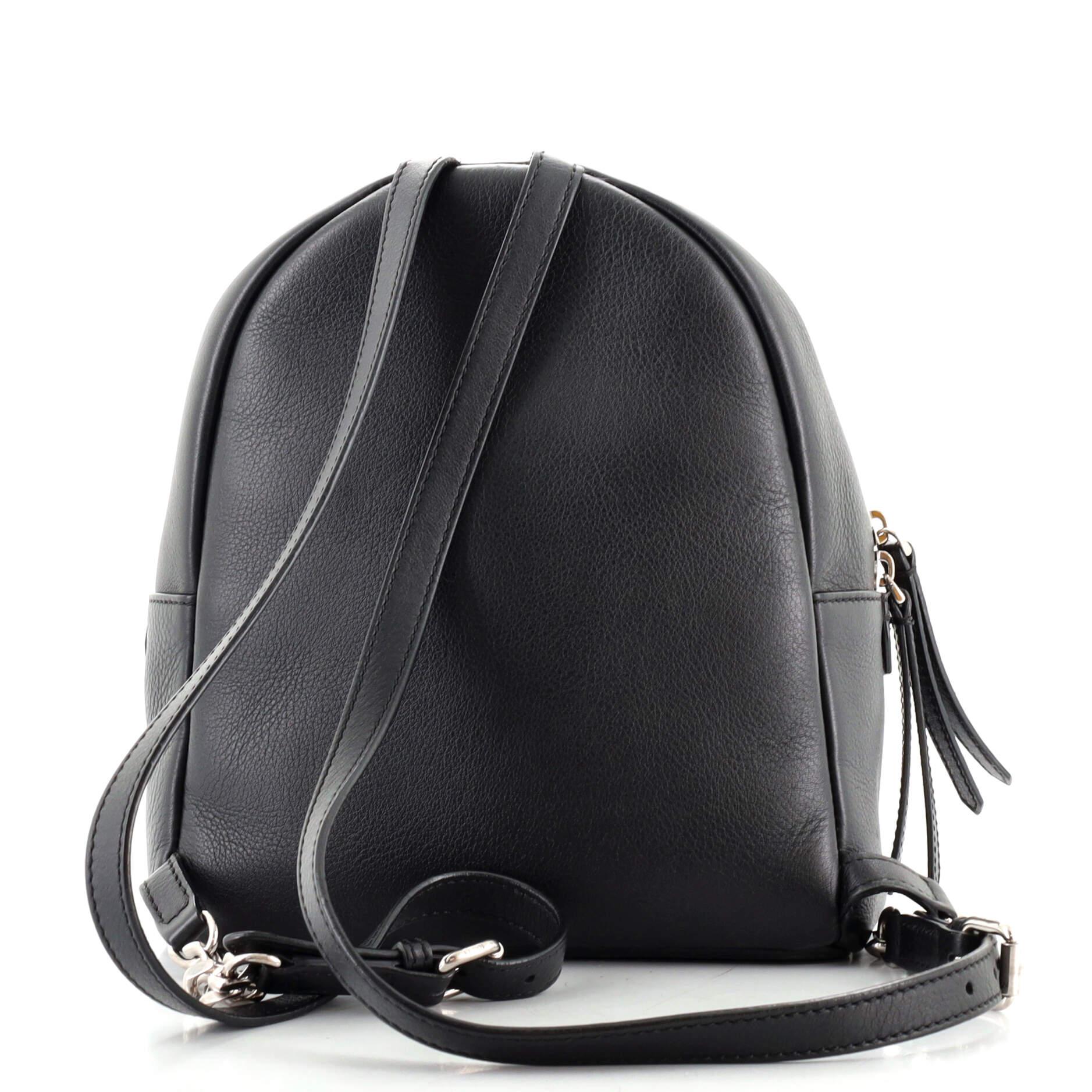 Black Fendi By The Way Backpack Crossbody Studded Leather Mini