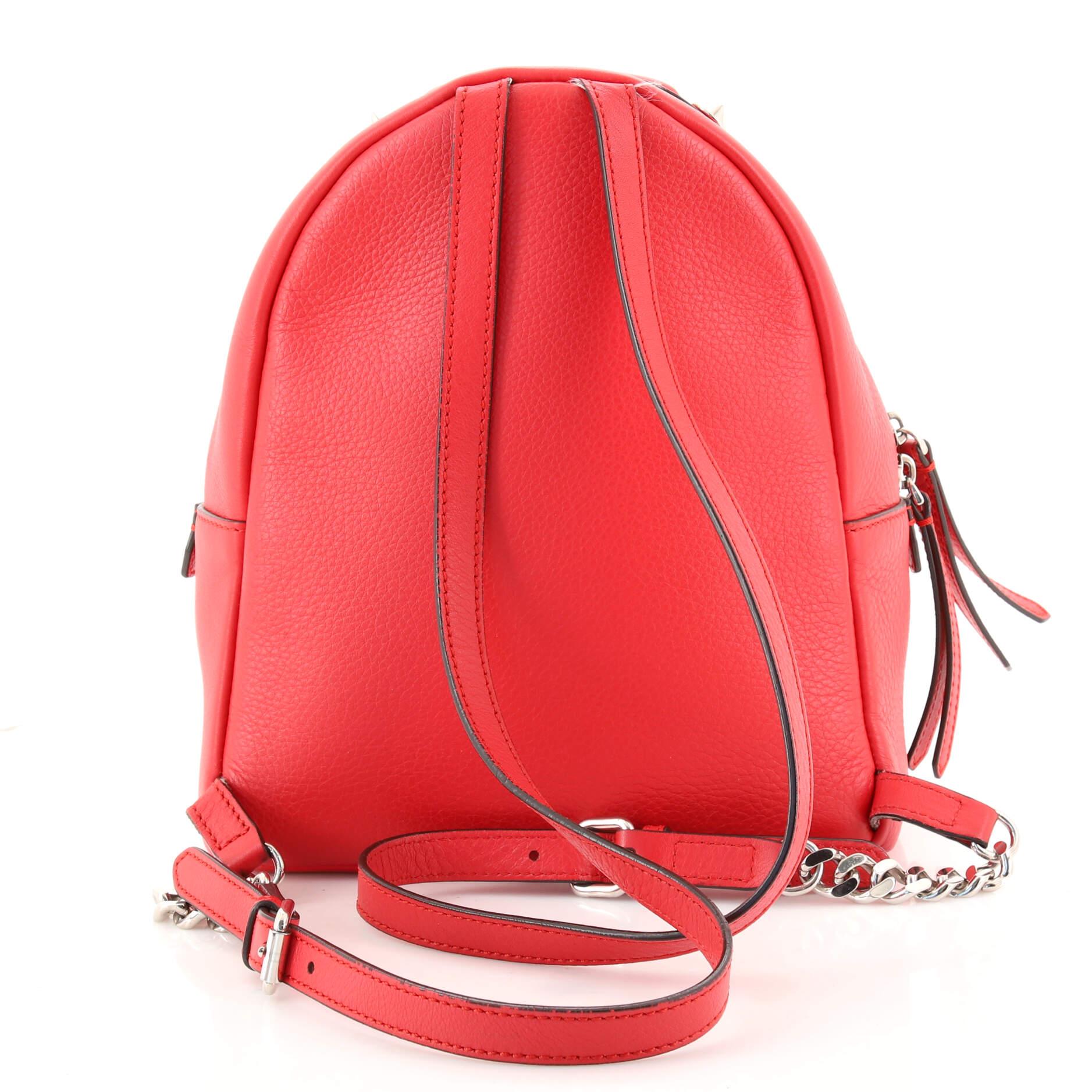 Red Fendi By The Way Backpack Studded Leather Mini