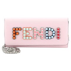 Fendi By The Way Continental Chain Wallet Leather