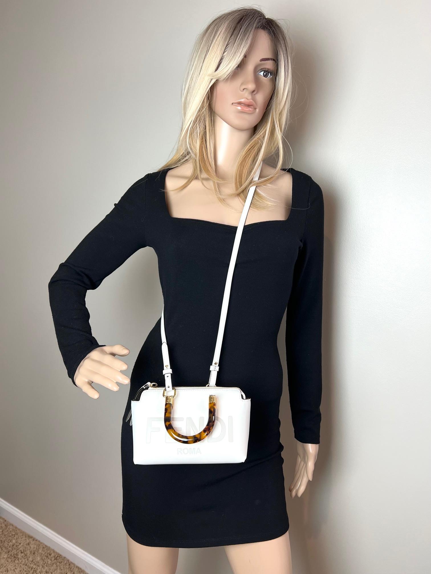 Fendi By The Way Mini Small white leather Boston bag In Excellent Condition In Freehold, NJ