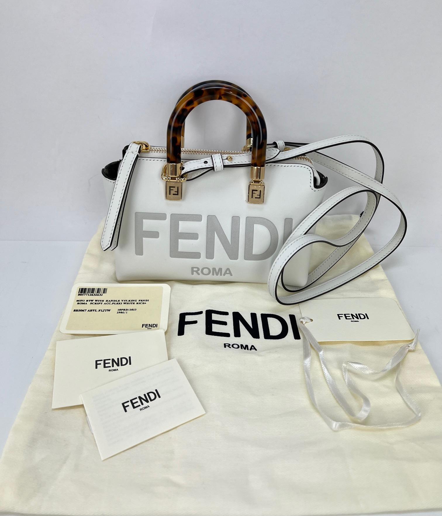 Fendi By The Way Mini Small white leather Boston bag 1