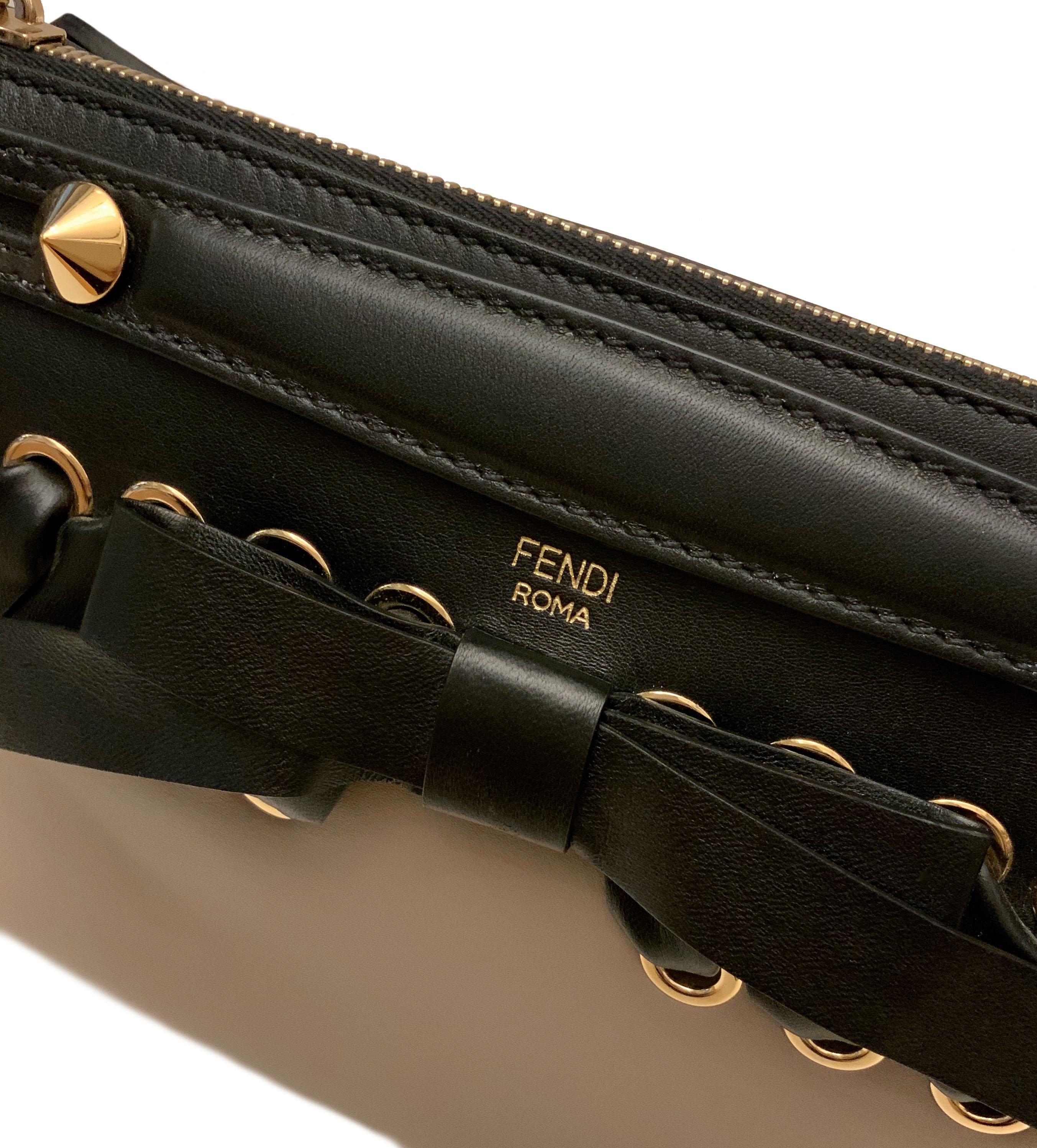 Black Fendi By The Way Ribbon Medium Two Tone Leather Bag 