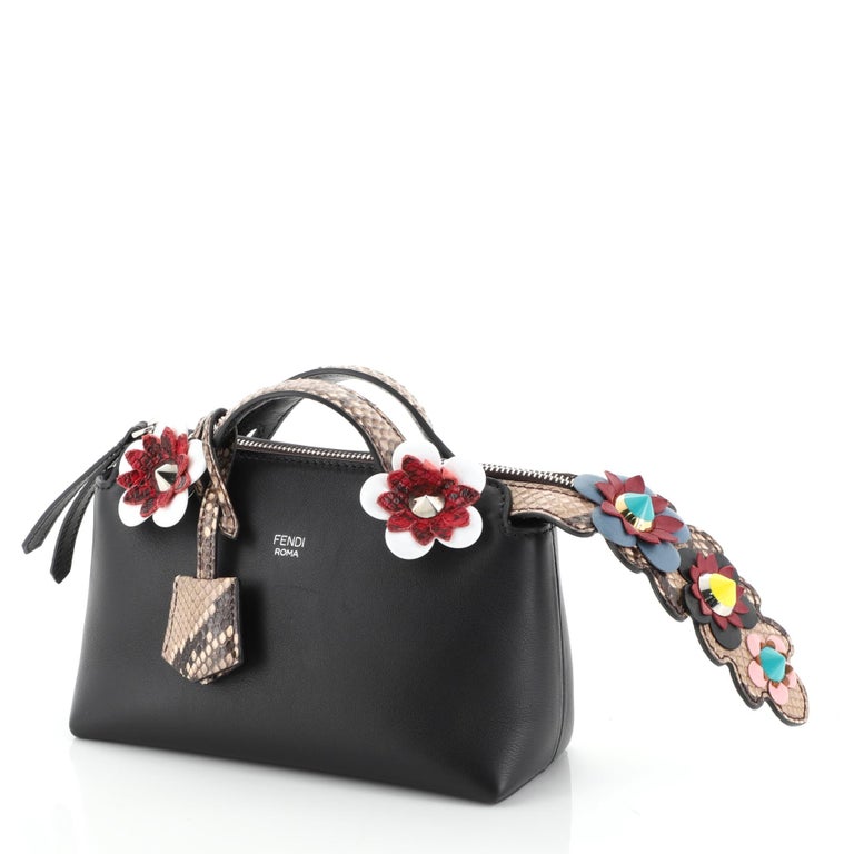 fendi by the way satchel patchwork python small at... Fendi By The Way Satchel Leather With Floral Applique And Python Mini ...