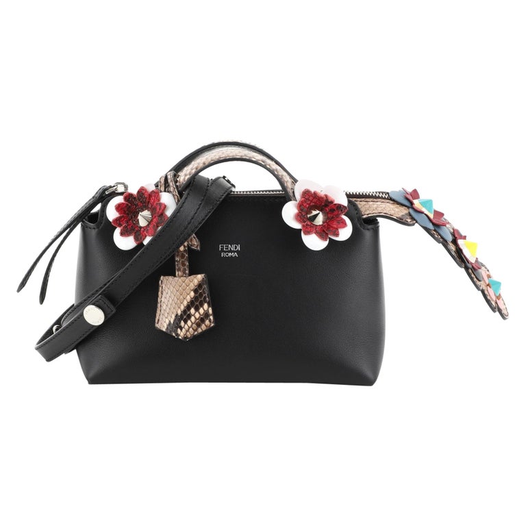 fendi by the way satchel patchwork python small at... Fendi By The Way Satchel Leather With Floral Applique And Python Mini ...