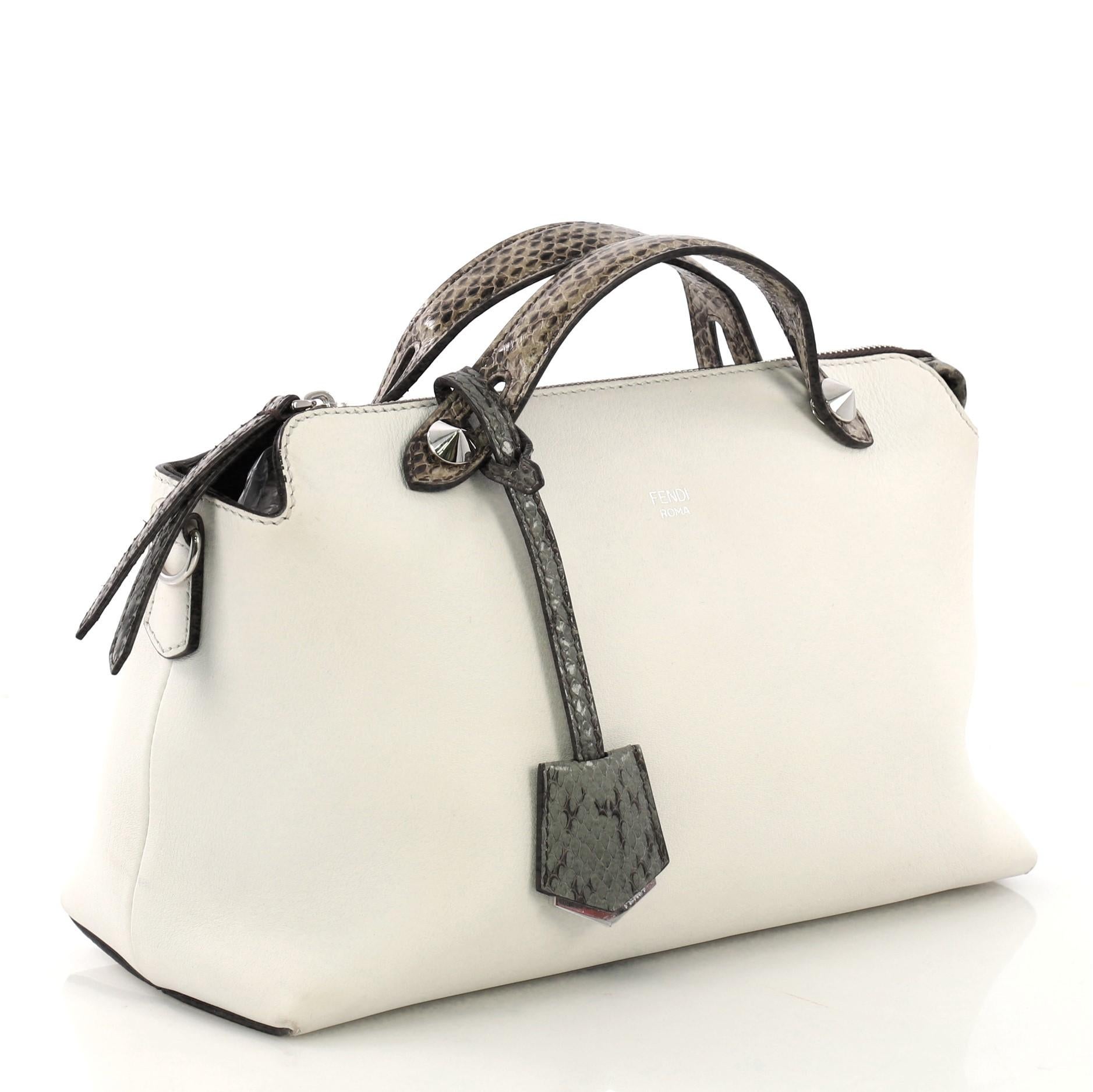 Beige Fendi By The Way Satchel Leather with Python Small