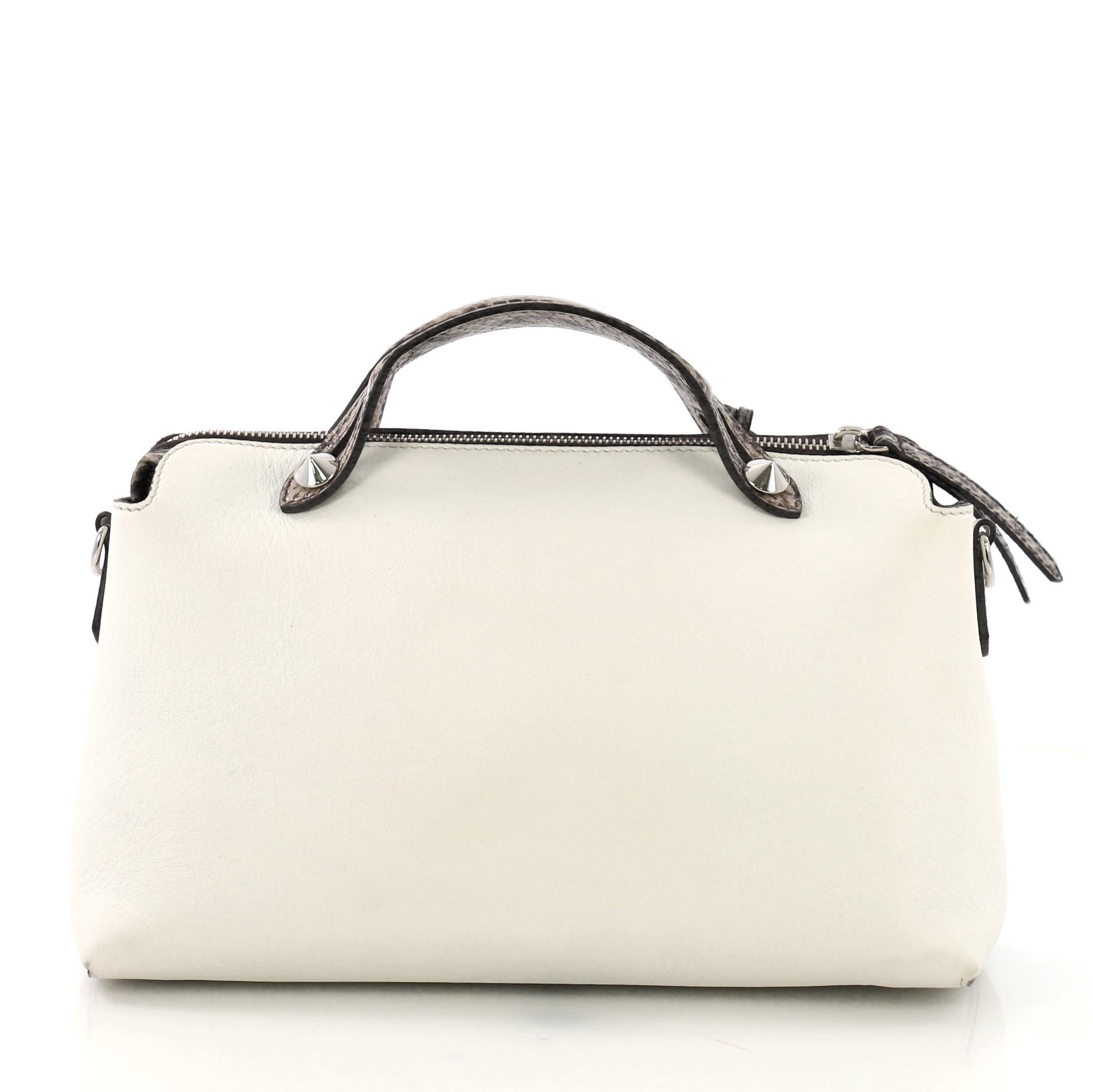 Fendi By The Way Satchel Leather with Python Small In Good Condition In NY, NY