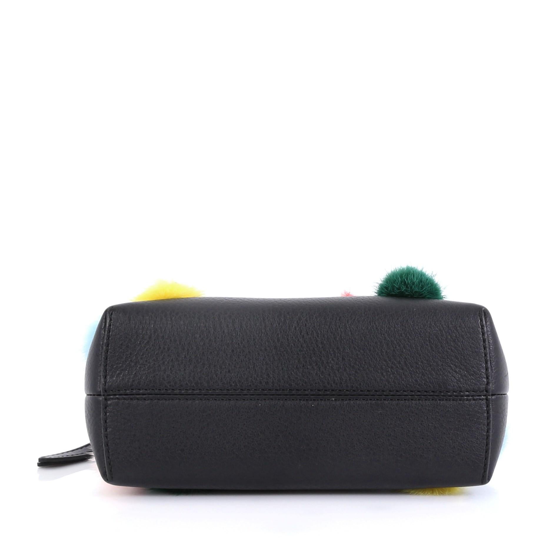 Black Fendi By The Way Satchel Pom Pom Leather Mini