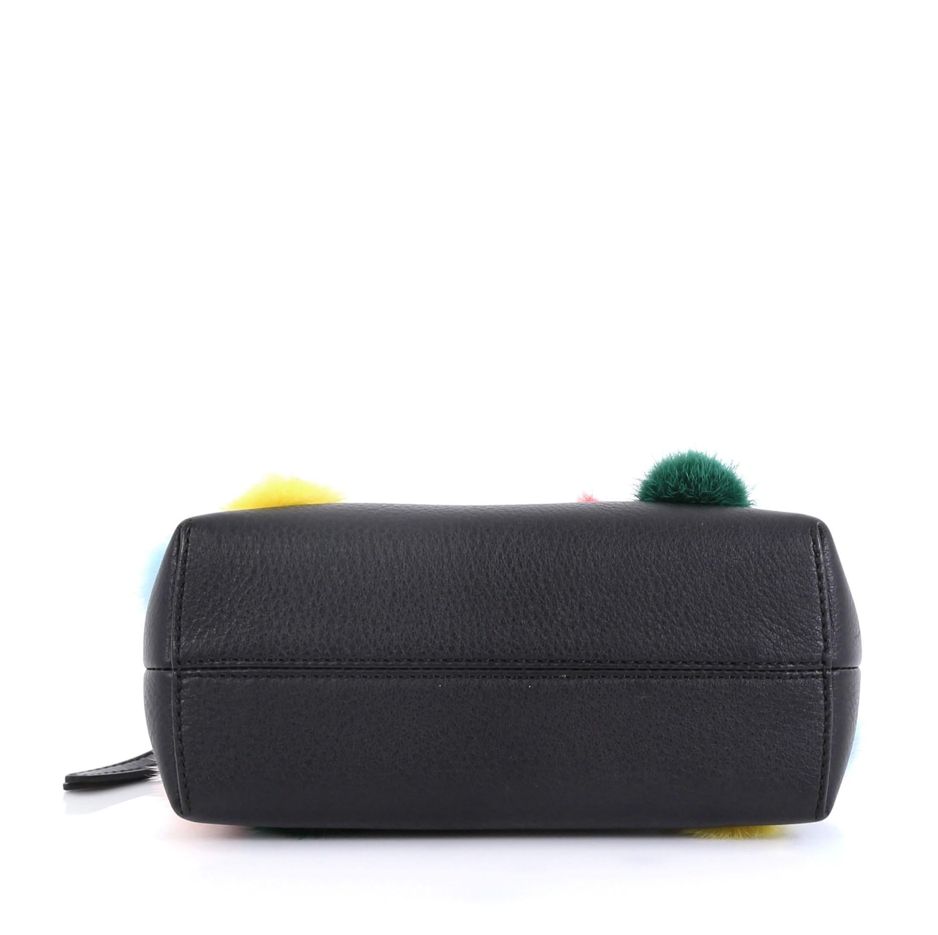 Black Fendi By The Way Satchel Pom Pom Leather Mini 