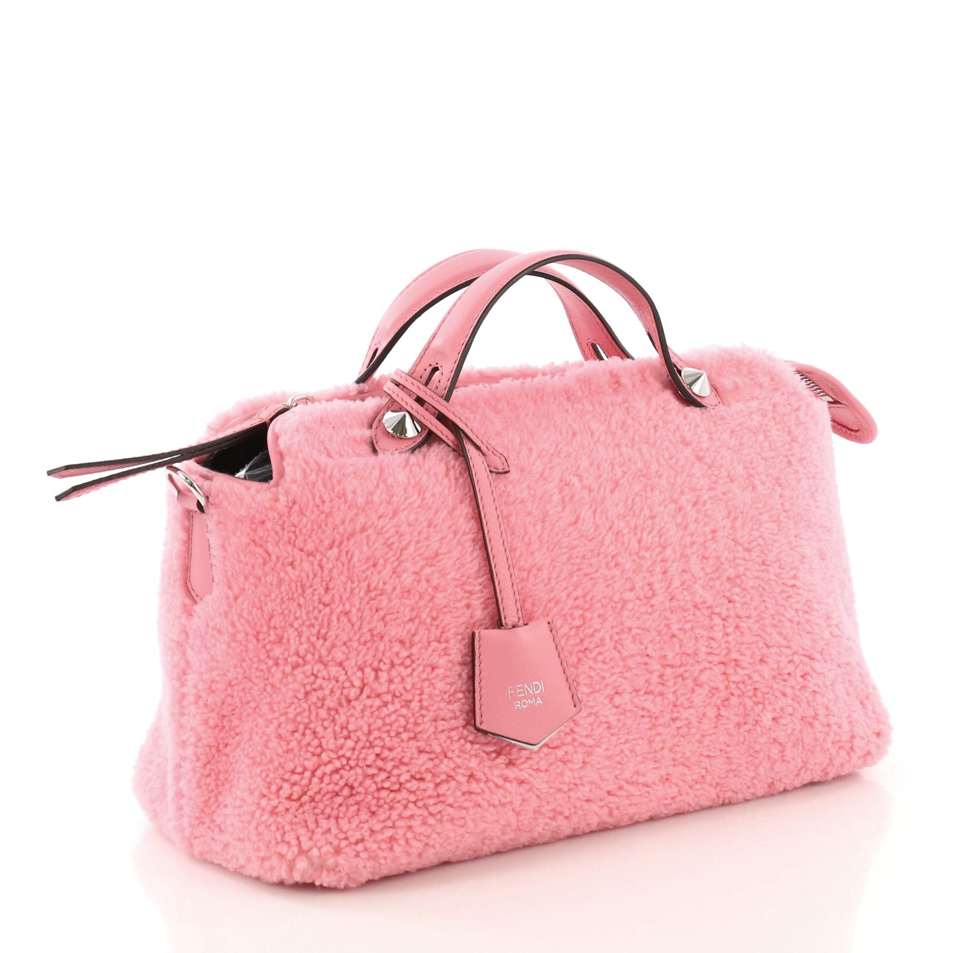Pink Fendi By The Way Satchel Shearling Small