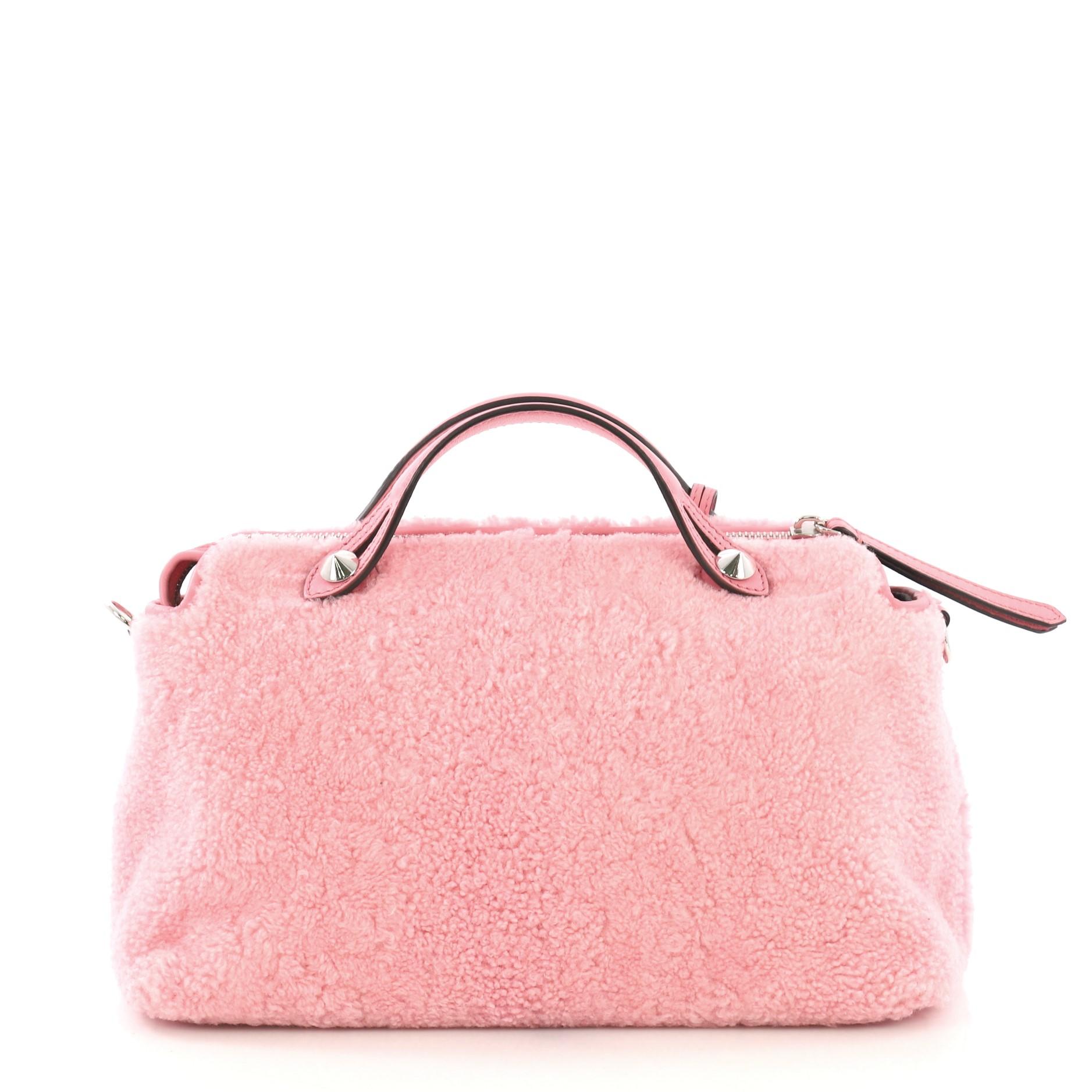 Pink Fendi By The Way Satchel Shearling Small