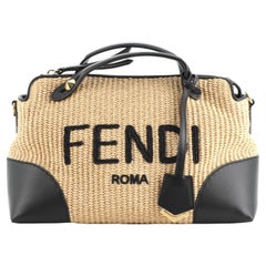 Fendi By The Way Schultertasche Stroh mit Leder Klein
