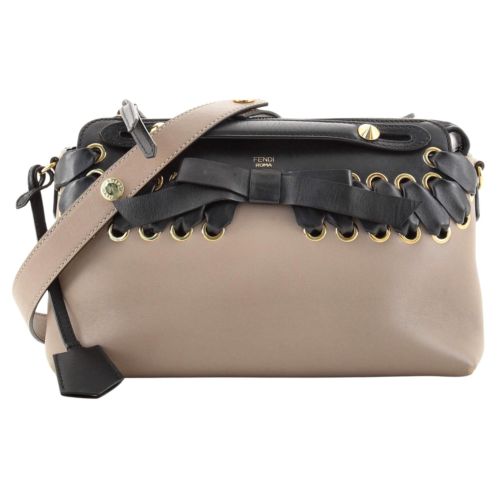 NEW Vintage Fendi Brown Tan Leather Woven Crossbody Bag For Sale at