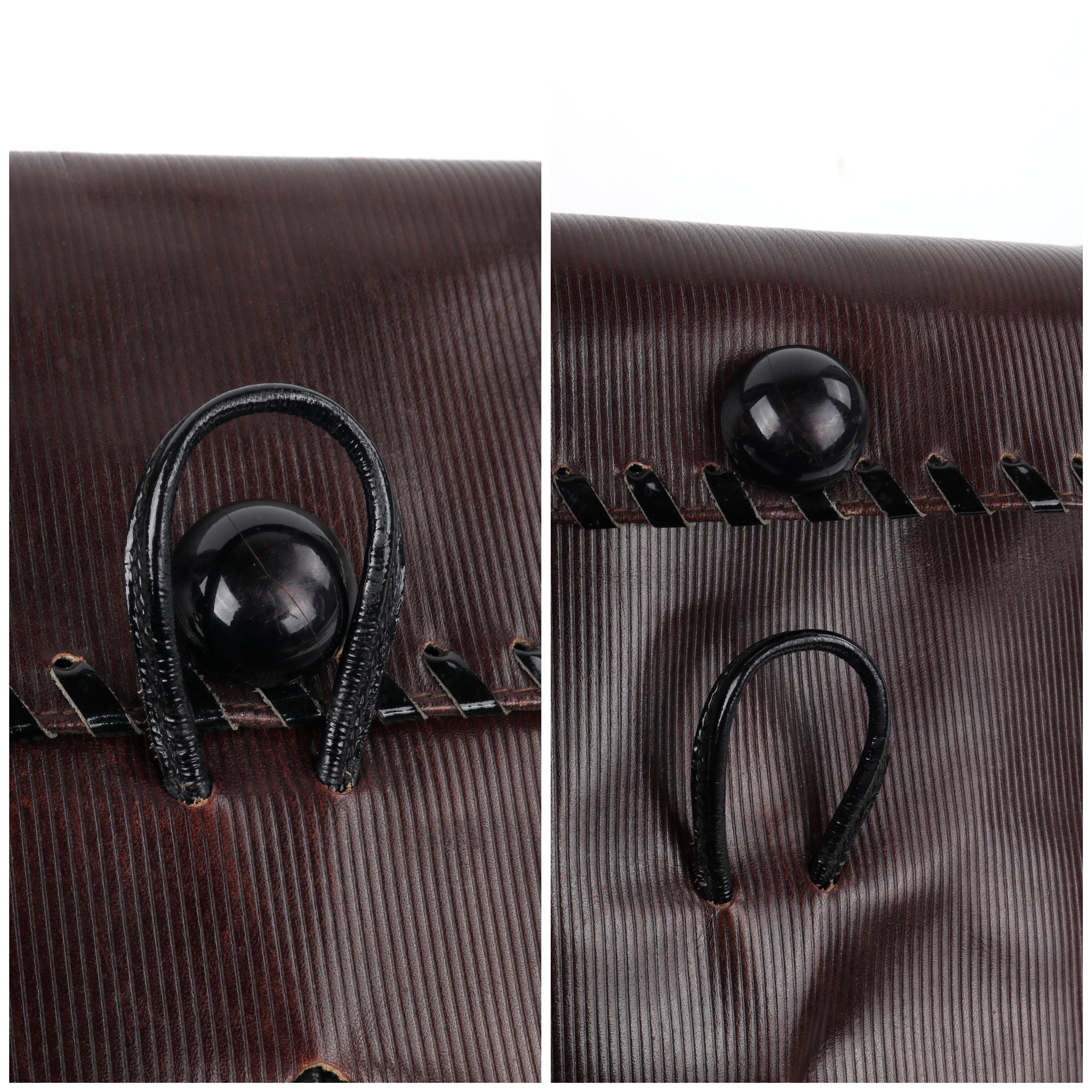 Fendi c.1980s Vtg Brown Polished Leather Ball & Loop Lock Shoulder Crossbody Bag For Sale 6