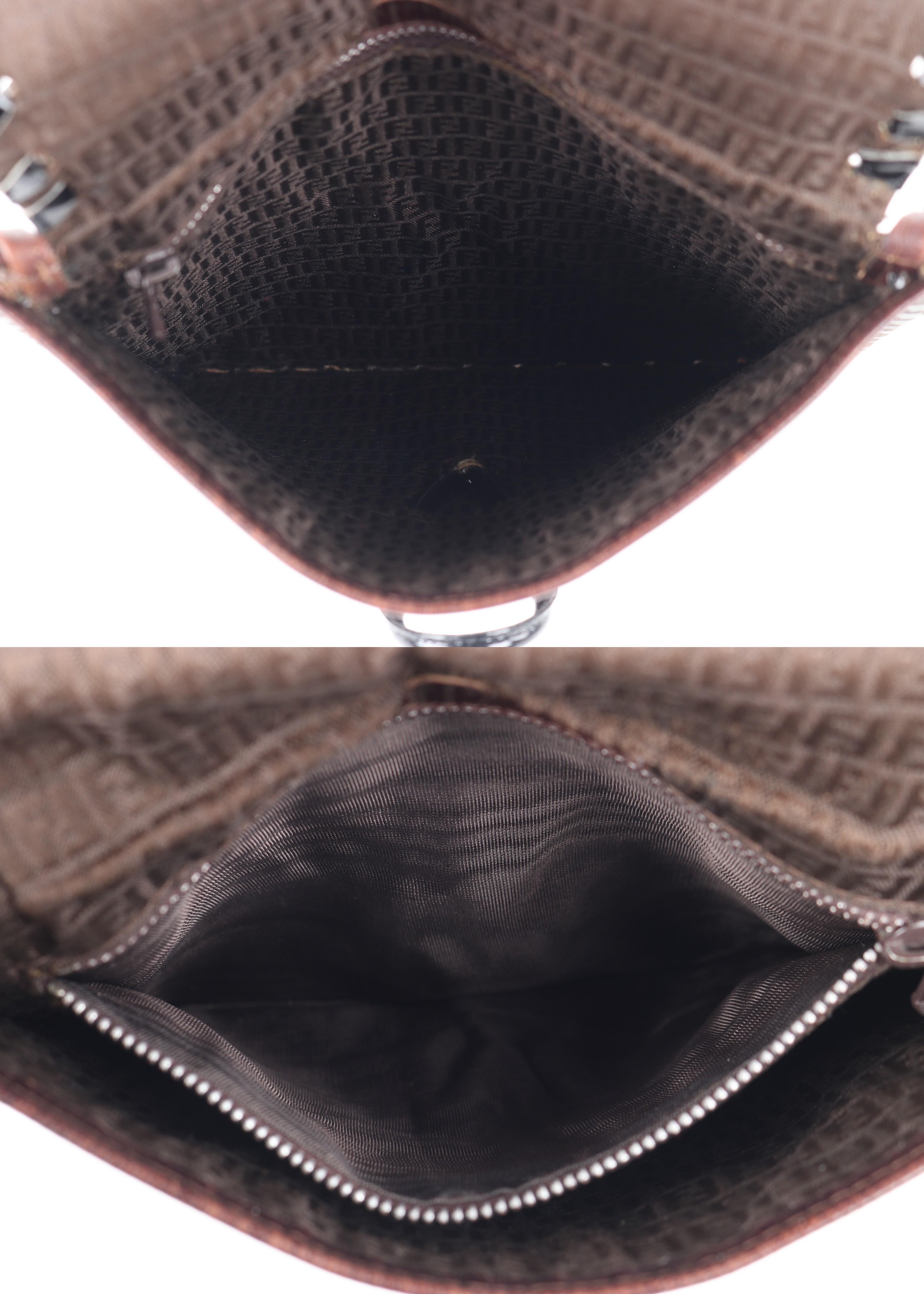 Fendi c.1980s Vtg Brown Polished Leather Ball & Loop Lock Shoulder Crossbody Bag For Sale 1