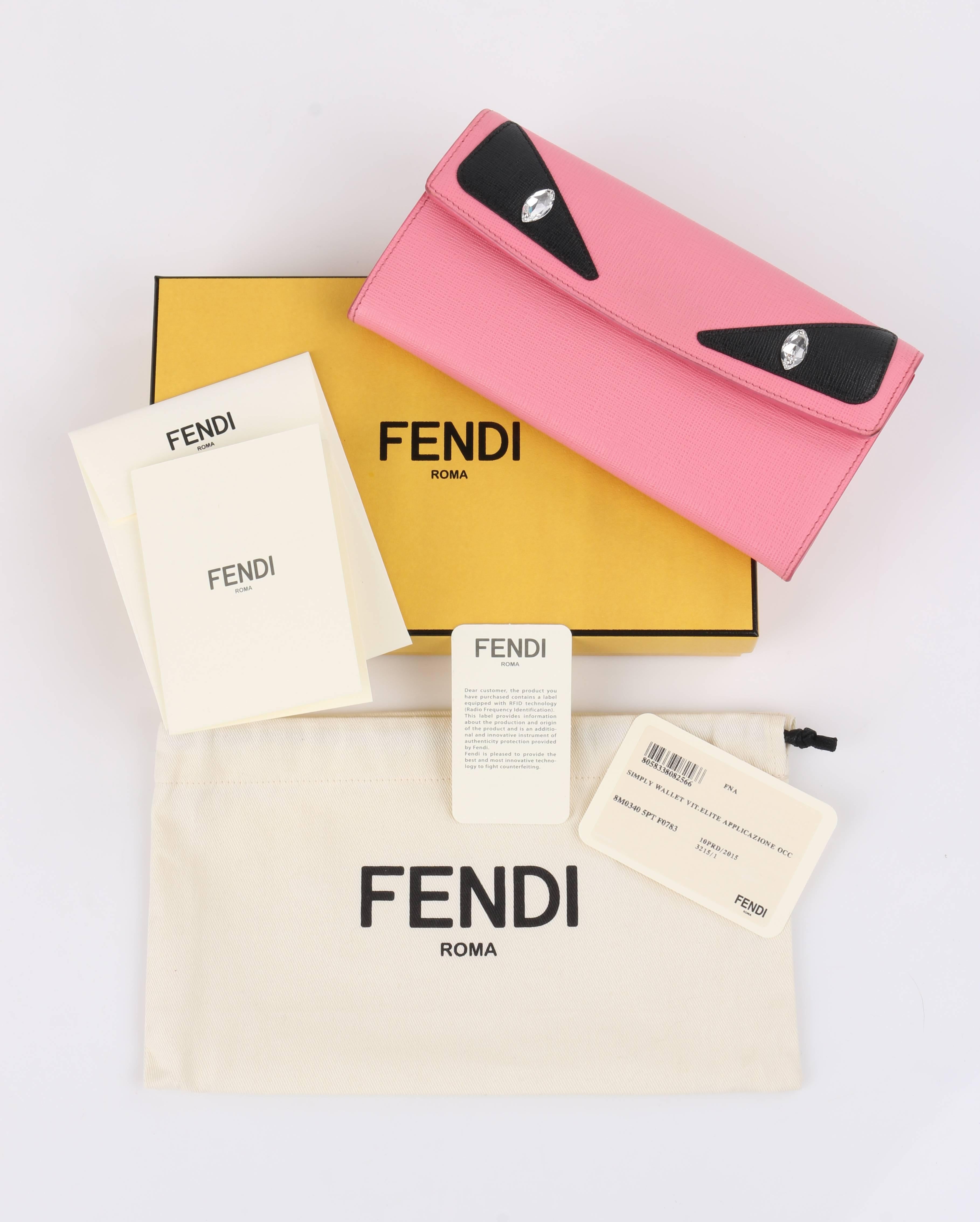 Fendi c.2015 pink and black saffiano leather monster eye 