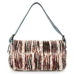 Fendi Calf Hair Lizard Beaded Zebra Print Baguette