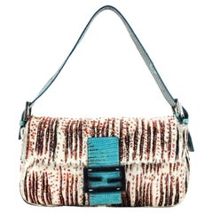 Fendi Calf Hair Lizard Beaded Zebra Print Baguette