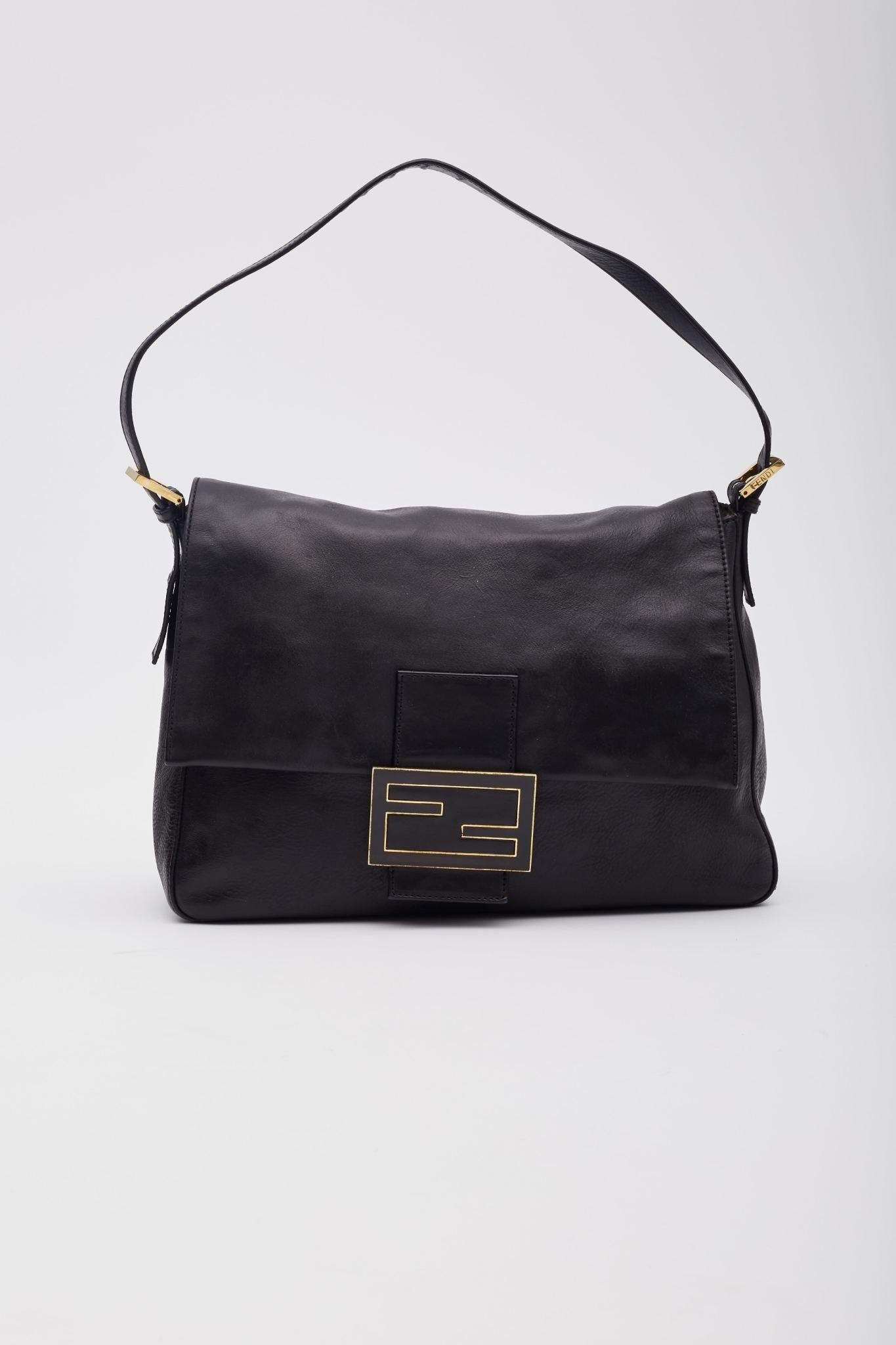 Noir Baguette Fendi en cuir noir Big Forever Mama