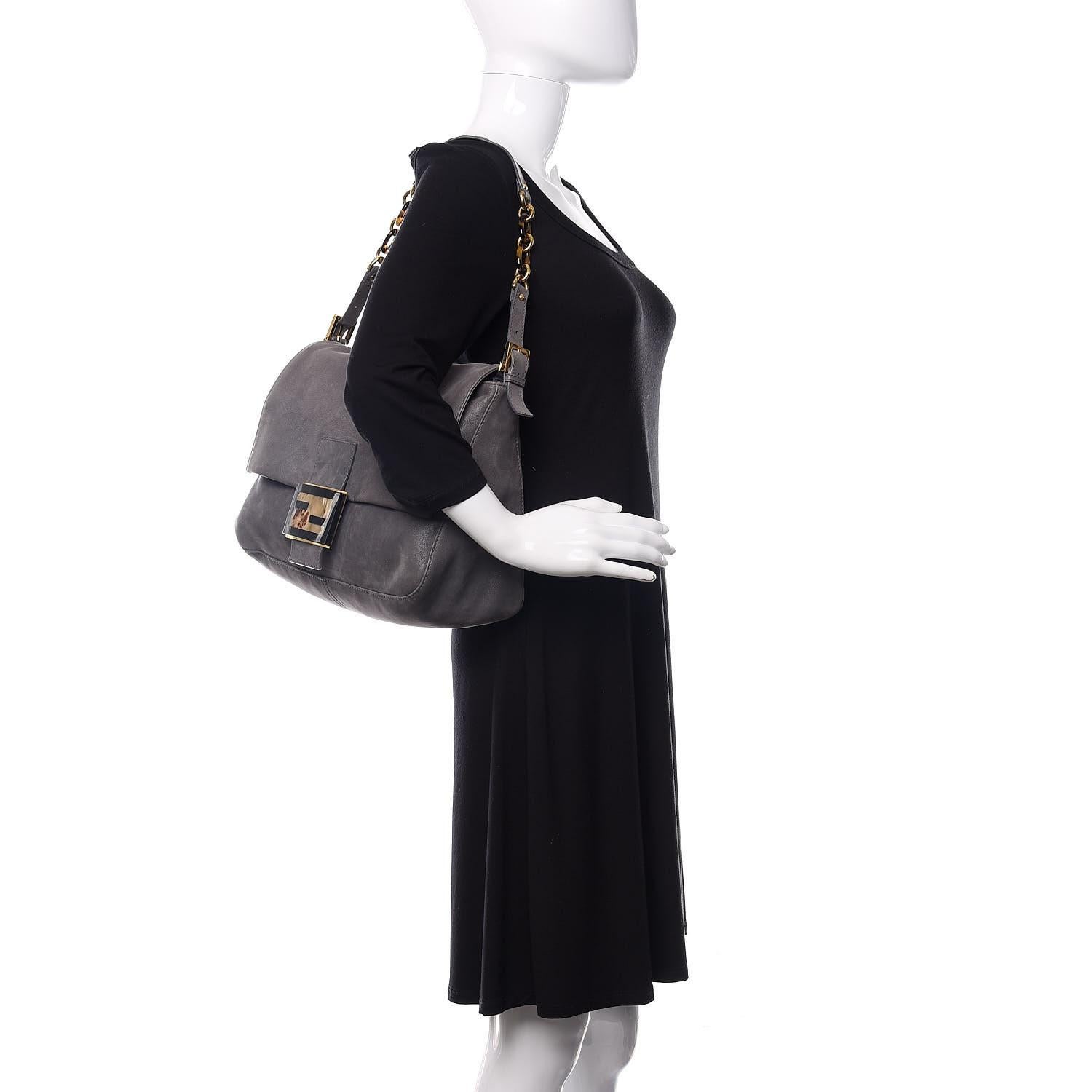 FENDI CALFSKIN BLACK TEXTURED LEATHER BIG FOREVER MAMA BAGUETTE

Color: Black
Material: Leather
Model: 8BR638
Comes with: Dust bag
Condition: Good. Scratches and marks throughout. Leather creases to back. Light scuff mark.
Made in
