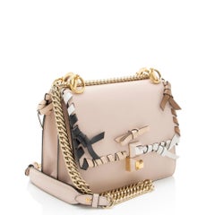 Fendi Calfskin Bow Studded Kan I Small Shoulder Bag