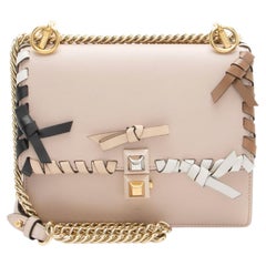 Fendi Calfskin Bow Studded Kan I Small Shoulder Bag