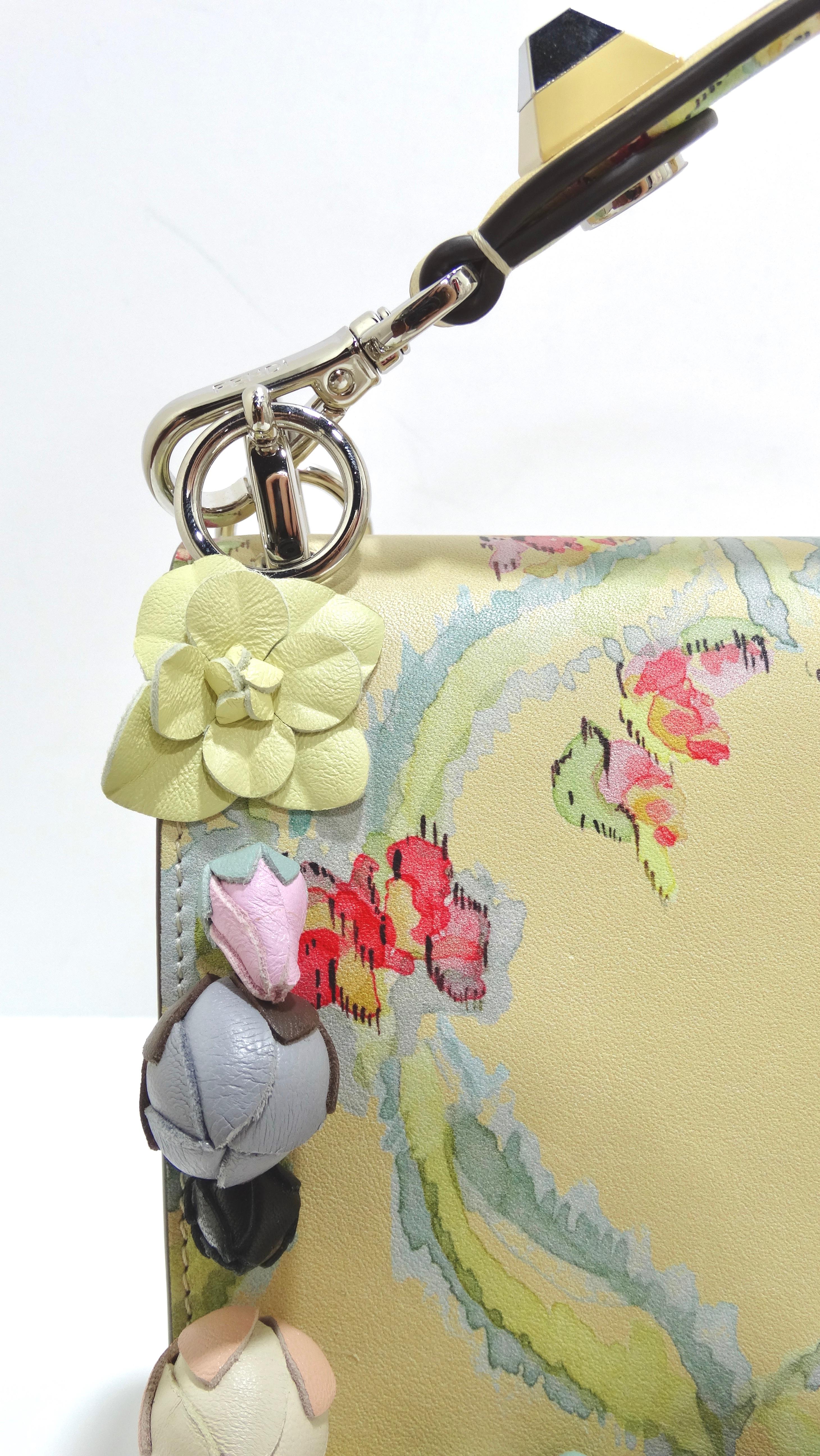 FENDI Calfskin Floral Print Rosebud Kan I Shoulder Bag 1