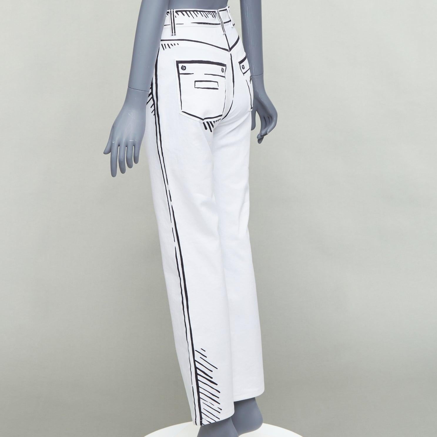 FENDI California Sky Joshua Vides white trompe loeil illustration jeans IT38 XS 1
