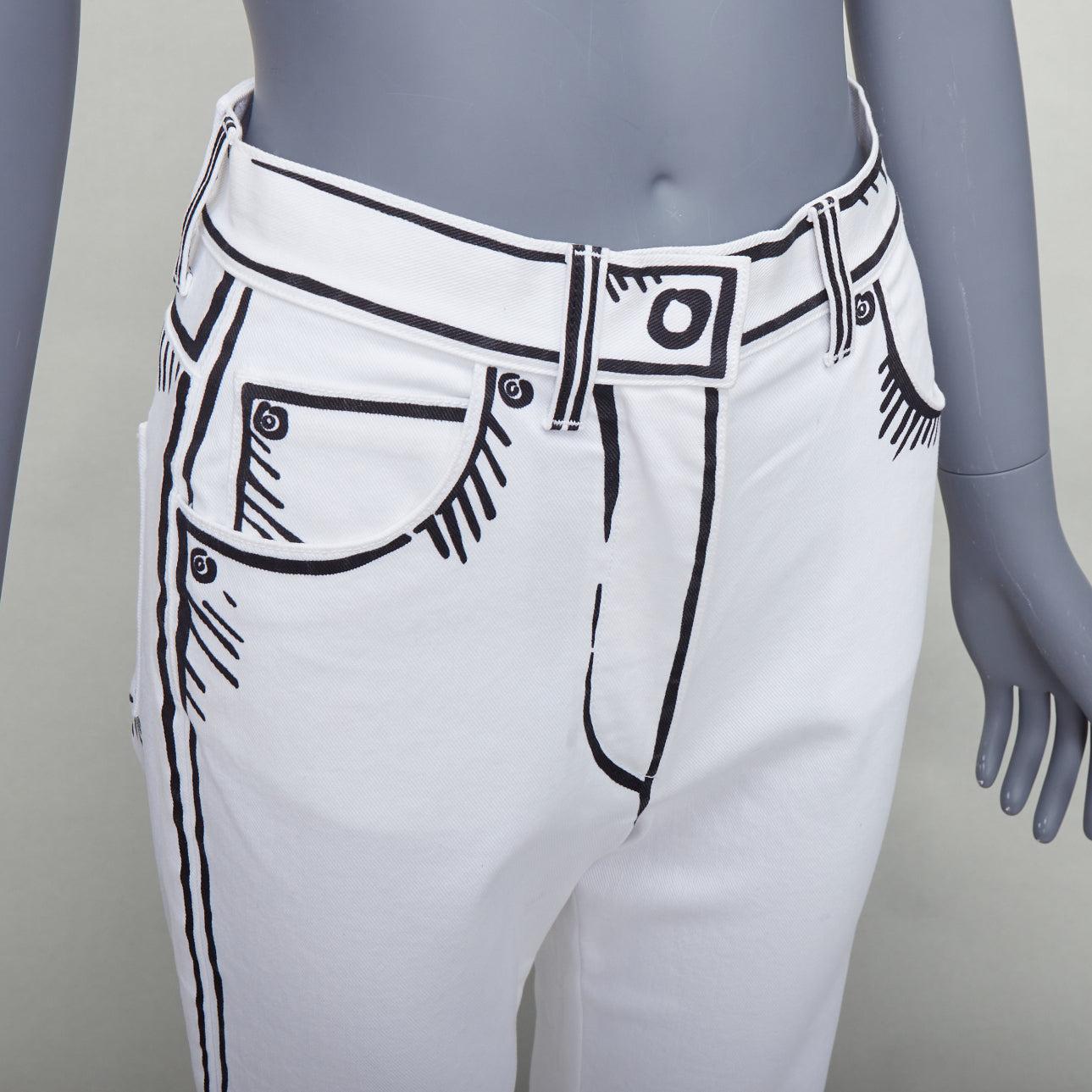 FENDI California Sky Joshua Vides white trompe loeil illustration jeans IT38 XS 2