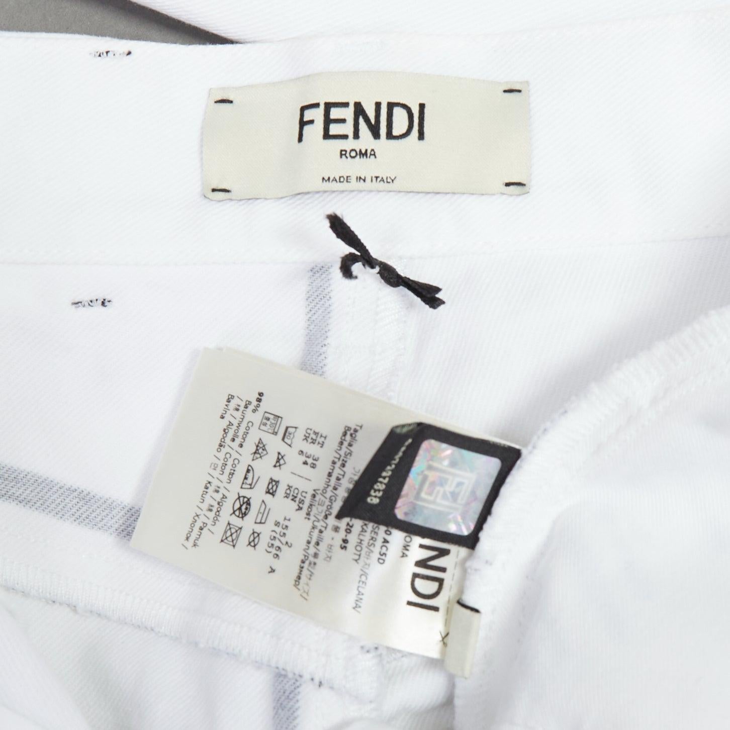 FENDI California Sky Joshua Vides white trompe loeil illustration jeans IT38 XS 3