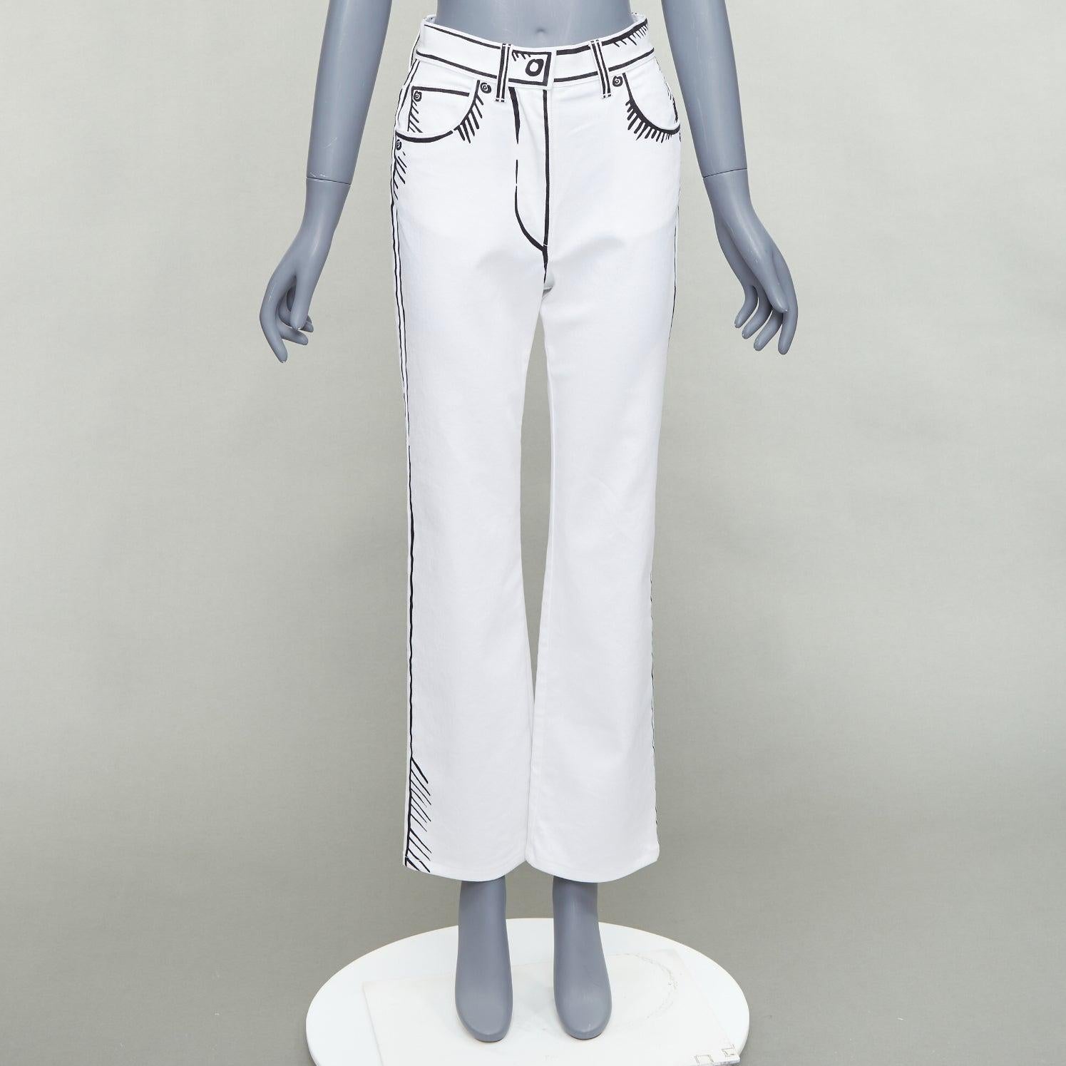 FENDI California Sky Joshua Vides white trompe loeil illustration jeans IT38 XS 4