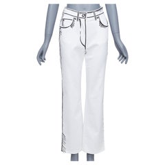 FENDI California Sky Joshua Vides white trompe loeil illustration jeans IT38 XS