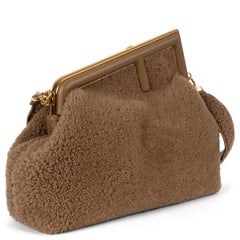 FENDI camel brown 2021 FRIST MEDIUM SHEARLING Shoulder Bag