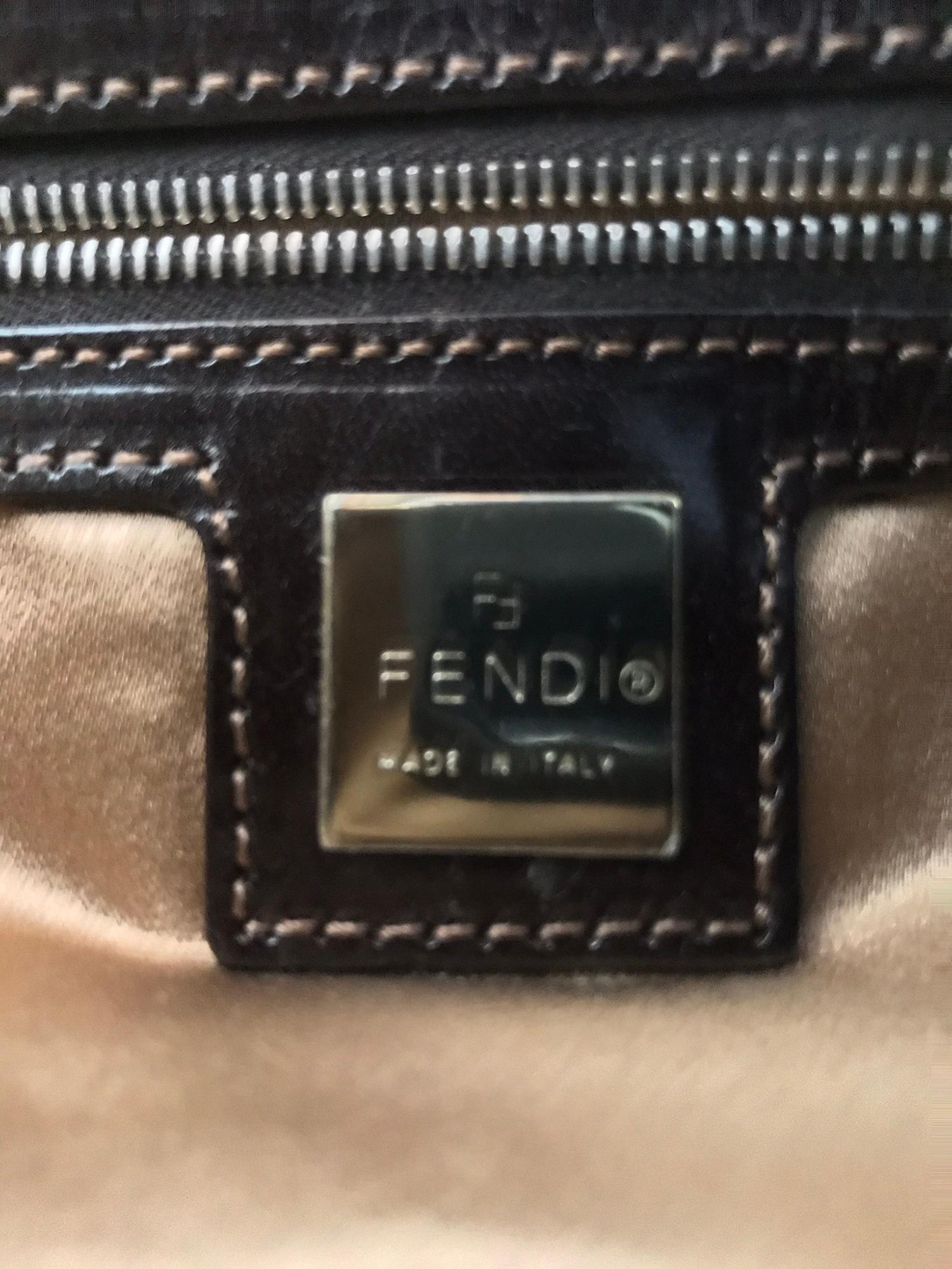Fendi Camel Cashmere Knit Leather Baguette Handbag 1997 1