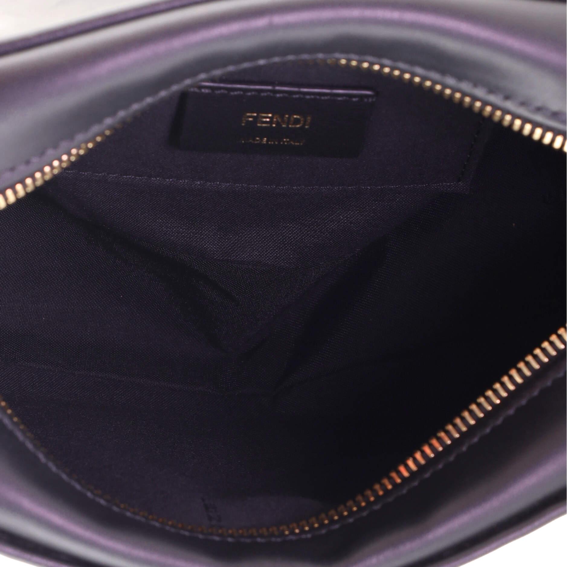 Black Fendi Camera Bag Zucca Embossed Leather Medium