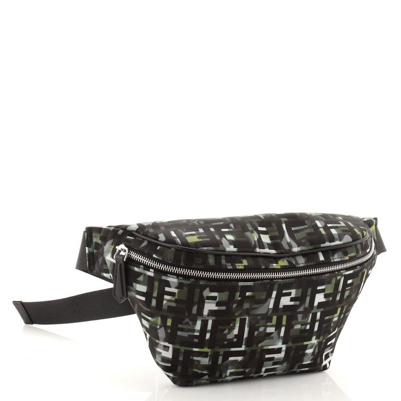 Black Fendi Camouflage FF Waist Bag Printed Nylon