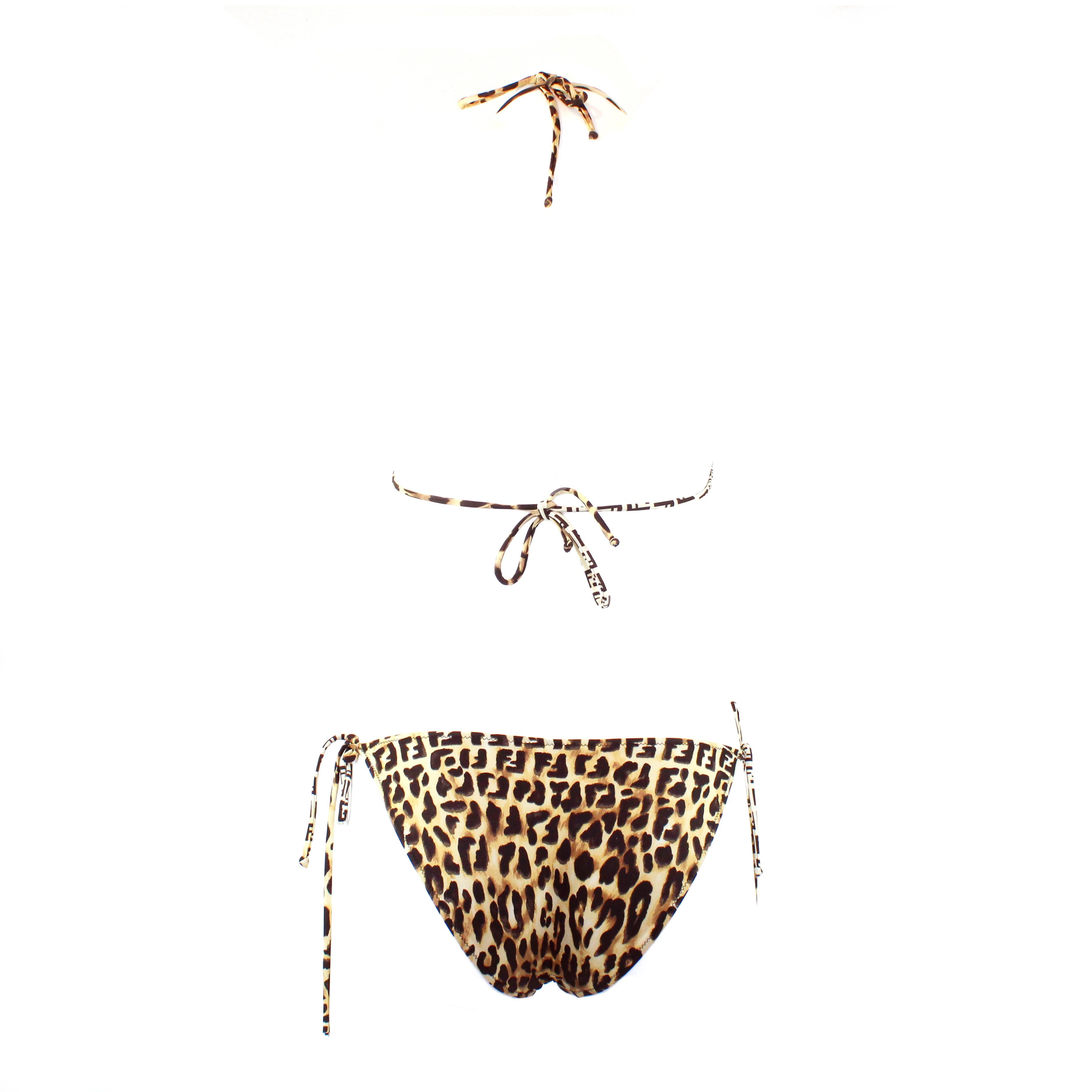 Beige Fendi Camouflage Leopard Bikini For Sale