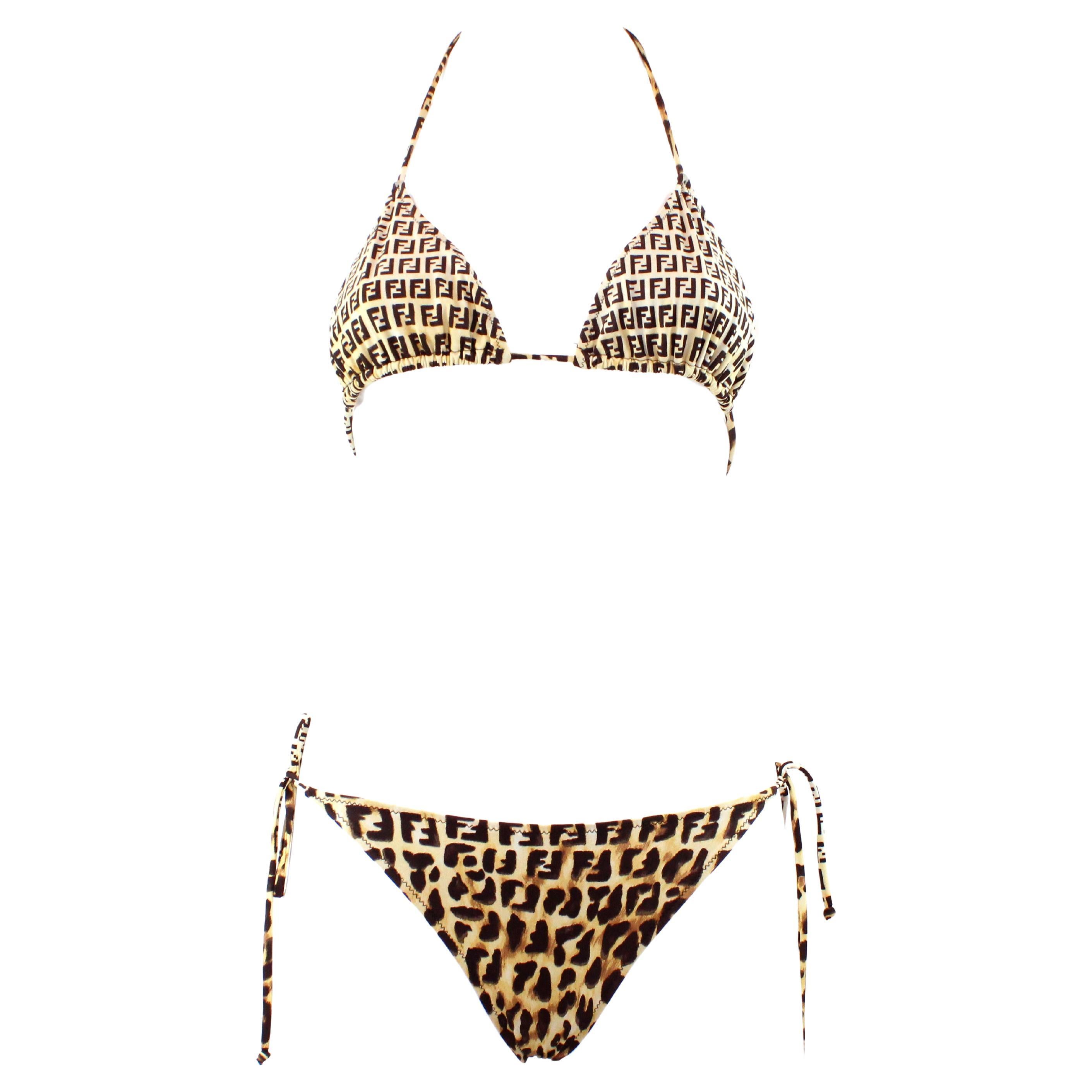 Fendi Camouflage- Bikini mit Leopardenmuster im Angebot