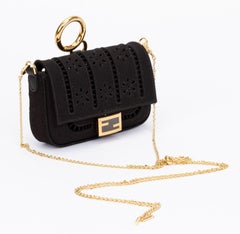 Fendi Canvas Embroidered Nano Baguette