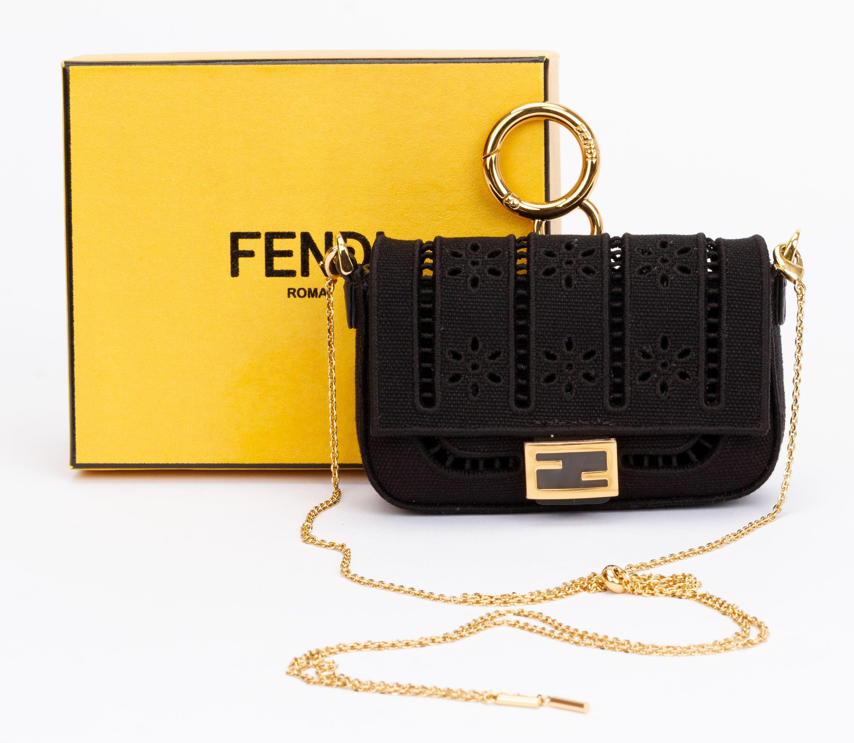 Fendi Canvas Embroidered Nano Baguette For Sale 2