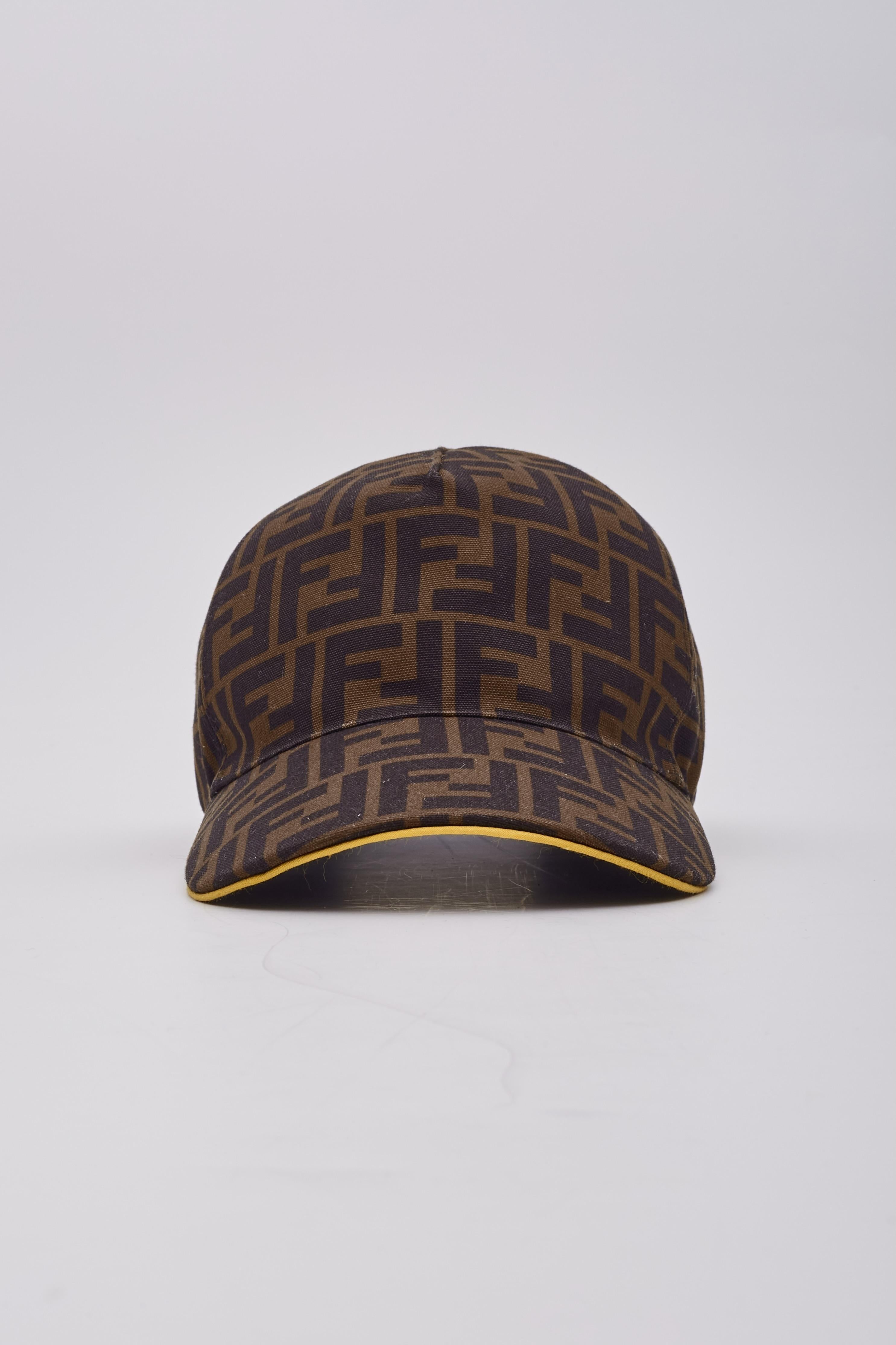 Fendi Canvas FF Reloaded Baseball Hat Tobacco Yellow In Excellent Condition For Sale In Montreal, Quebec
