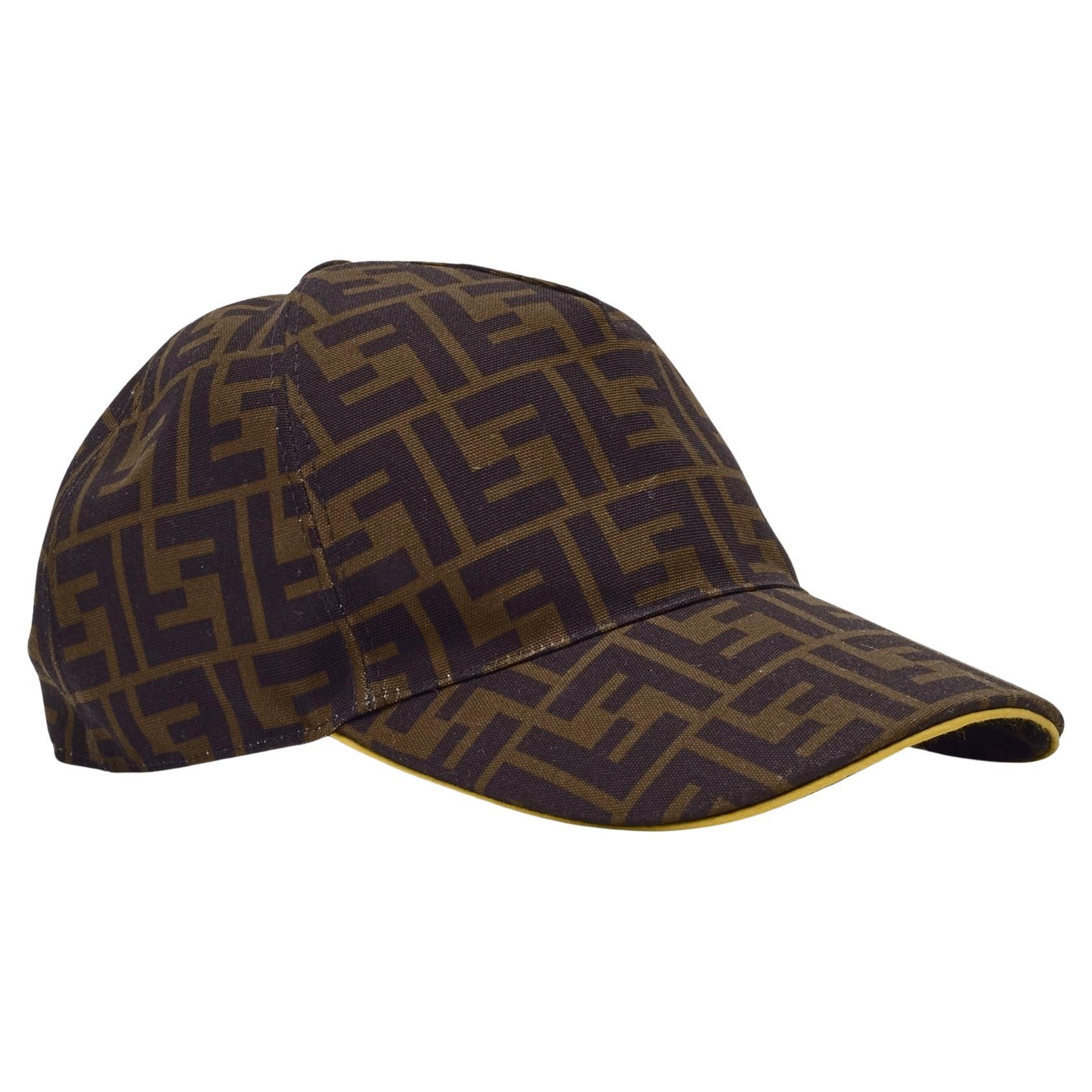 Fendi Canvas FF Reloaded Baseball Hat Tobacco Yellow For Sale