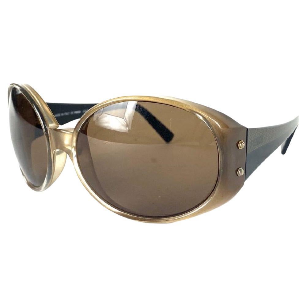 Fendi Caramel Brown and Black Fs370 Ff Bug Eye 5ff65 Sunglasses For Sale