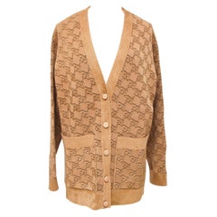FENDI Cardigan Sweater Knit Long Sleeve KARLIGRAPHY Brown Pockets Sz 36 NWOT