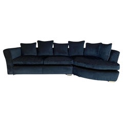 Used Fendi Casa 4-Seat Chaise-End Sofa - In Navy Blue Zig-Zag Velvet